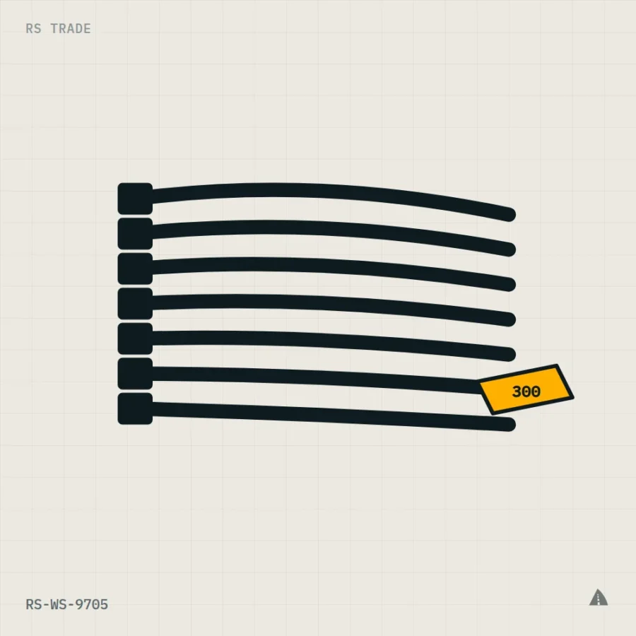 Black Nylon Cable Ties, 300 × 4.8 mm (Pack of 100)